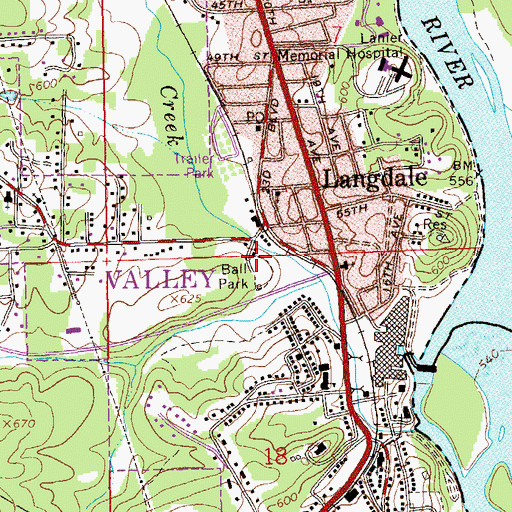 Topographic Map of Valley Post Office, AL