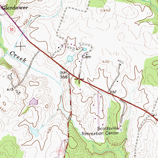 Topographic Map of Saint Georges Cemetery, VA
