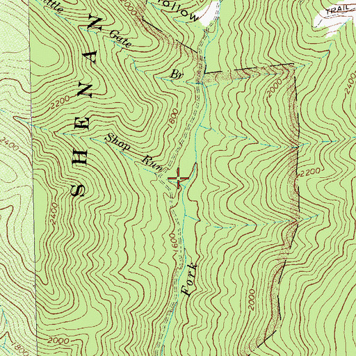 Topographic Map of Shop Hollow, VA