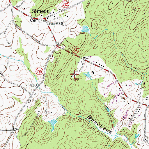 Topographic Map of Simeon Winery, VA