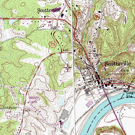 Topographic Map of Valmont, VA
