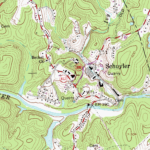 Topographic Map of Waltons Mountain Museum, VA