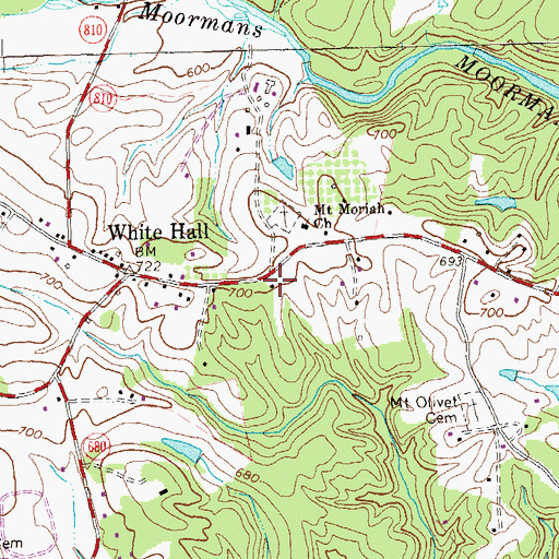 Topographic Map of White Hall School (historical), VA