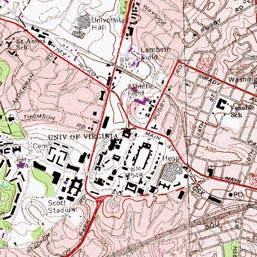 Topographic Map of Alderman Memorial Library, VA