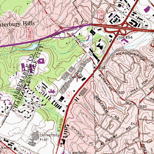 Topographic Map of Barracks Road Shopping Center, VA