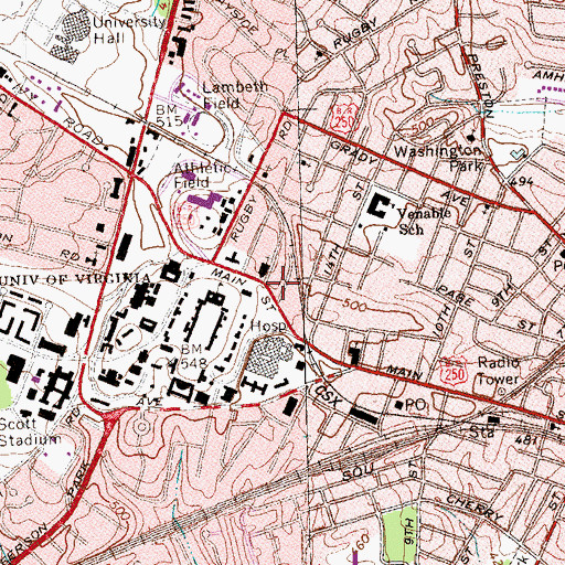 Topographic Map of Corner Shops Shopping Center, VA