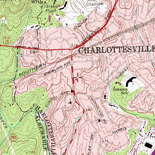 Topographic Map of Immanuel Lutheran Church, VA