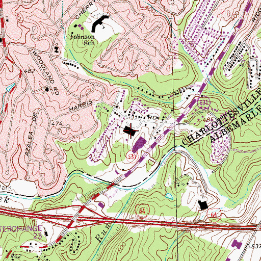 Topographic Map of Jackson - Via Elementary School, VA