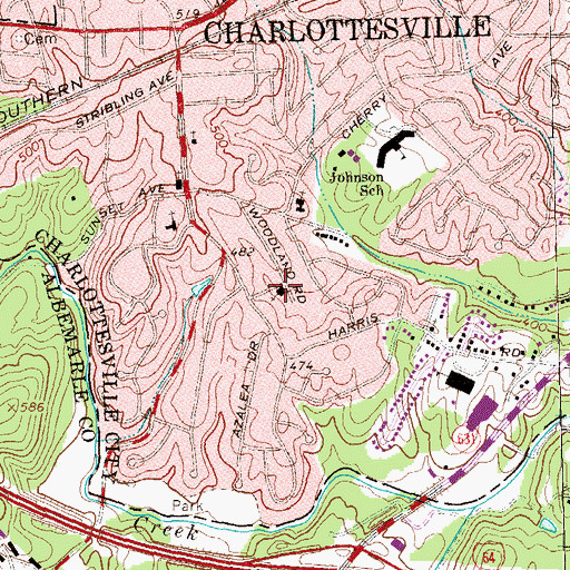 Topographic Map of Park Lane Free Will Baptist Church, VA