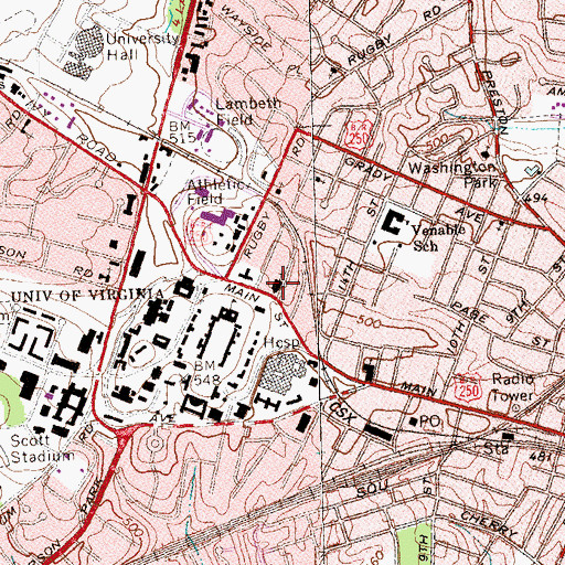 Topographic Map of Saint Paul Memorial Episcopal Church, VA