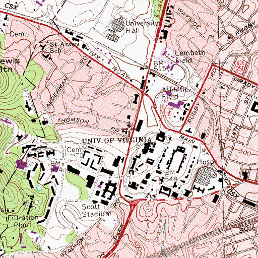 Topographic Map of Wesley Memorial United Methodist Church, VA