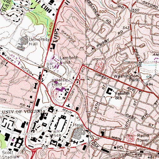 Topographic Map of Westminster Presbyterian Church, VA
