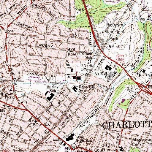 Topographic Map of Albemarle County Health Department, VA