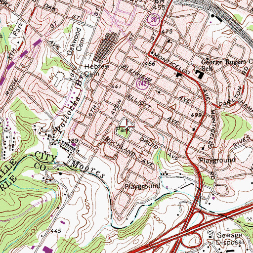 Topographic Map of Belmont Park, VA