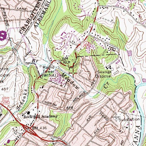 Topographic Map of Cochrans Mill (historical), VA