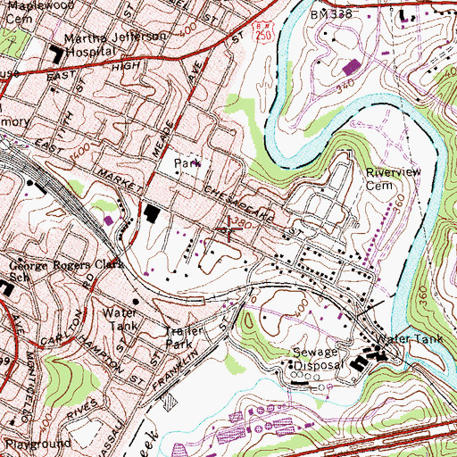 Topographic Map of First Pentecostal Church, VA