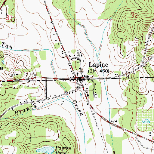 Topographic Map of Lapine Post Office, AL
