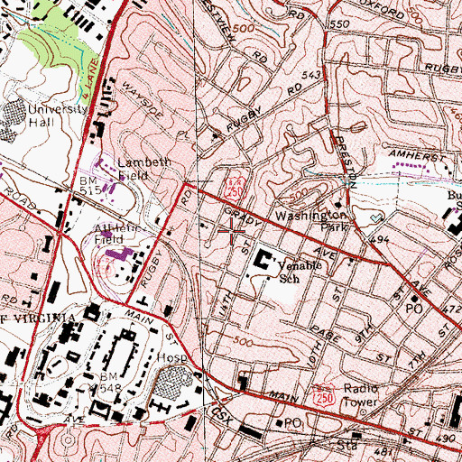 Topographic Map of Gordon Avenue Branch Jefferson-Madison Regional Library, VA