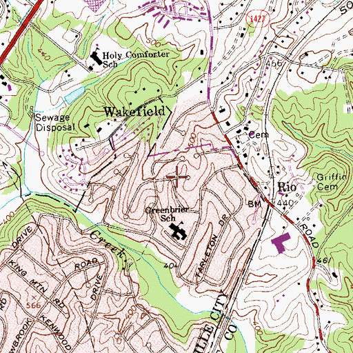 Topographic Map of Greenbriar Heights, VA