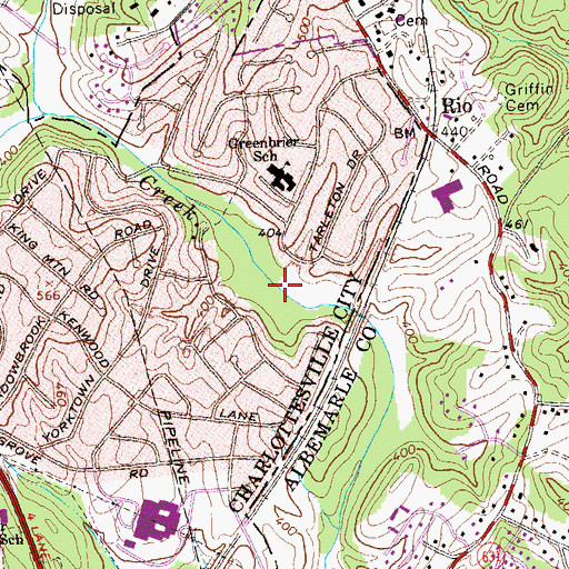 Topographic Map of Greenbriar Park, VA