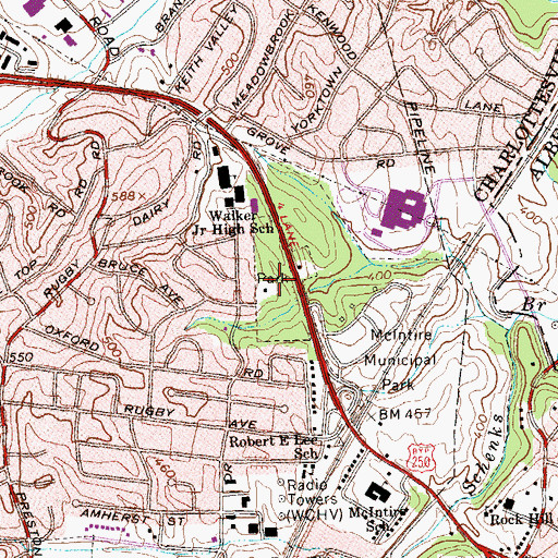 Topographic Map of Greenleaf Park, VA