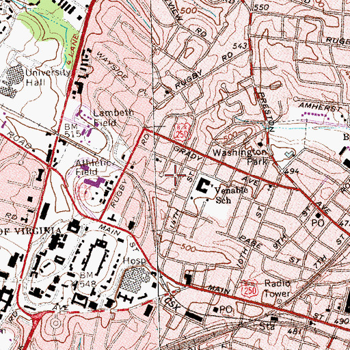 Topographic Map of Martha Jefferson Home for the Aged, VA