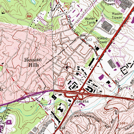 Topographic Map of Meadows Presbyterian Church, VA