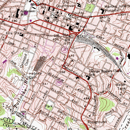 Topographic Map of Monticello Wesleyan Church, VA