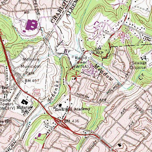 Topographic Map of Park Street Christian Church, VA