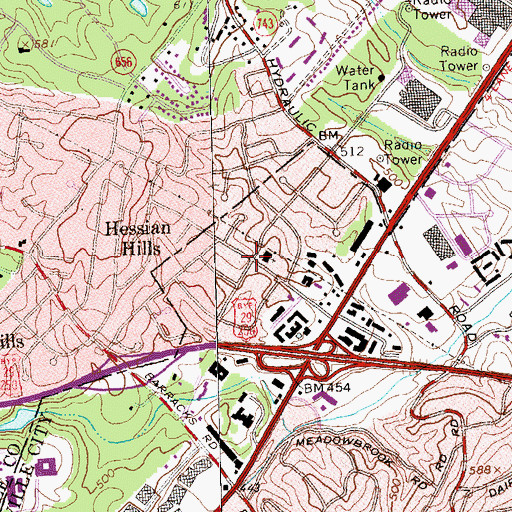 Topographic Map of The Meadows, VA