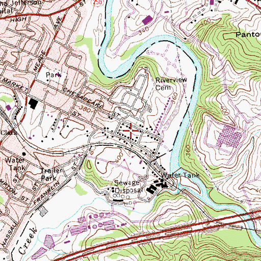 Topographic Map of Woolen Mills, VA