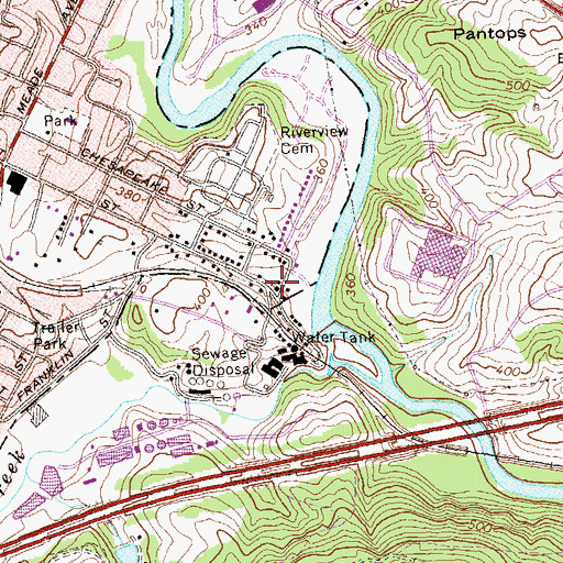 Topographic Map of Woolen Mills Chapel, VA