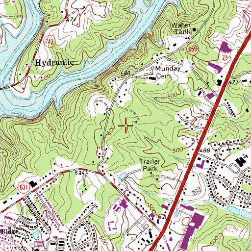 Topographic Map of Agnor - Hurt Elementary School, VA