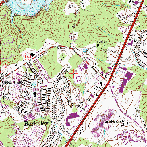 Topographic Map of Peace Lutheran Church, VA
