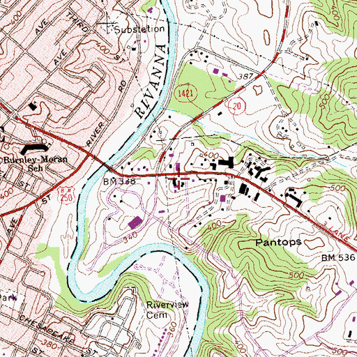 Topographic Map of Riverbend Shopping Center, VA