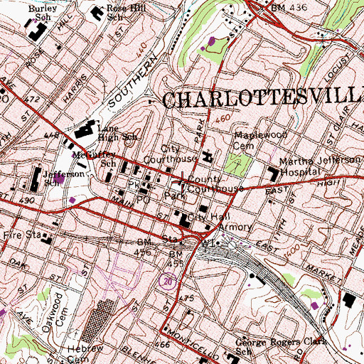 Topographic Map of Albemarle Historic District, VA