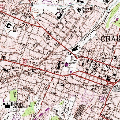 Topographic Map of Carver Community Center, VA