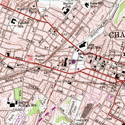 Topographic Map of Charlottesville Church of Christ, VA