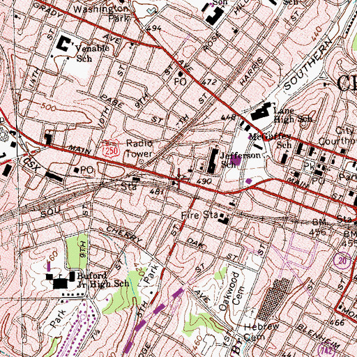 Topographic Map of First Baptist Church, VA