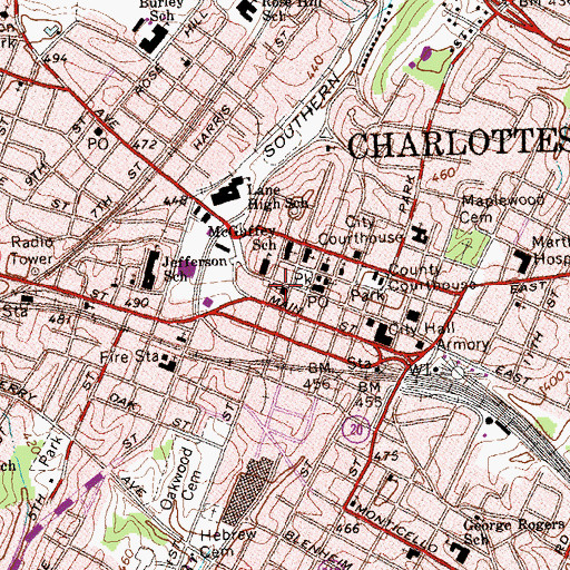 Topographic Map of First Christian Church, VA