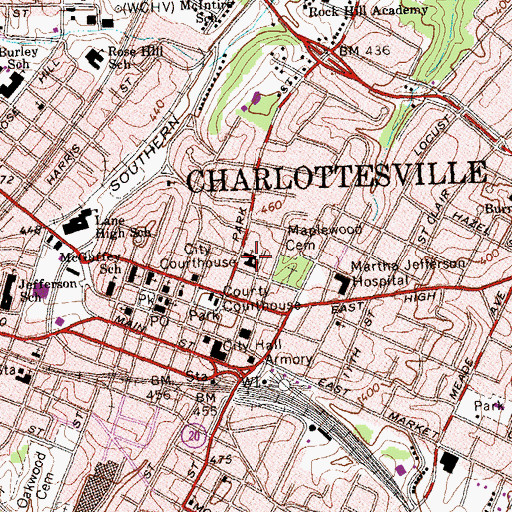 Topographic Map of First Presbyterian Church, VA