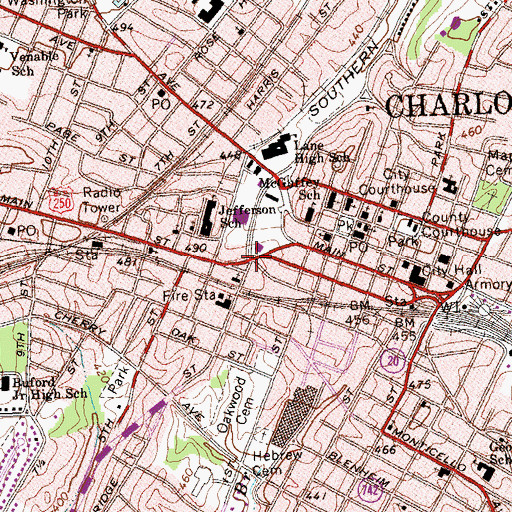 Topographic Map of Lewis and Clark Memorial, VA