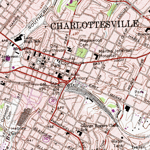 Topographic Map of Piedmont Female Institute (historical), VA