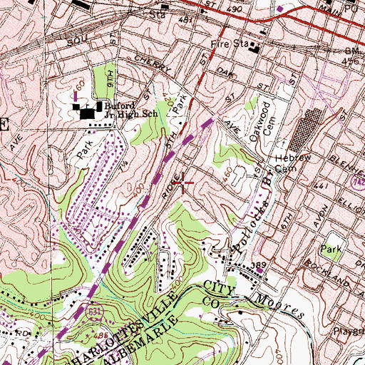 Topographic Map of Ridge Street Historic District, VA