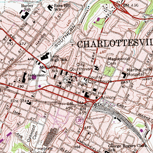 Topographic Map of Temple Beth Israel, VA