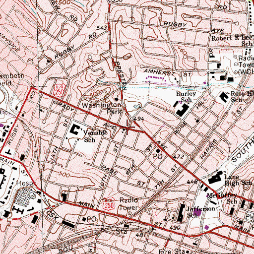 Topographic Map of Trinity Episcopal Church, VA