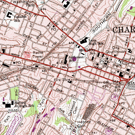 Topographic Map of Vinegar Hill, VA