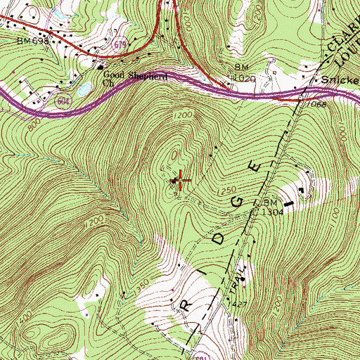 Topographic Map of Bearden Park, VA