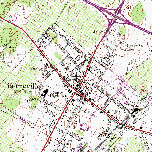 Topographic Map of Berryville Cemetery, VA