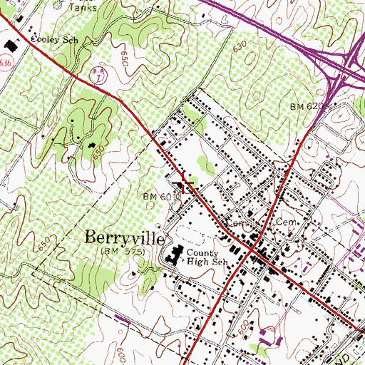 Topographic Map of Berryville Primary School, VA